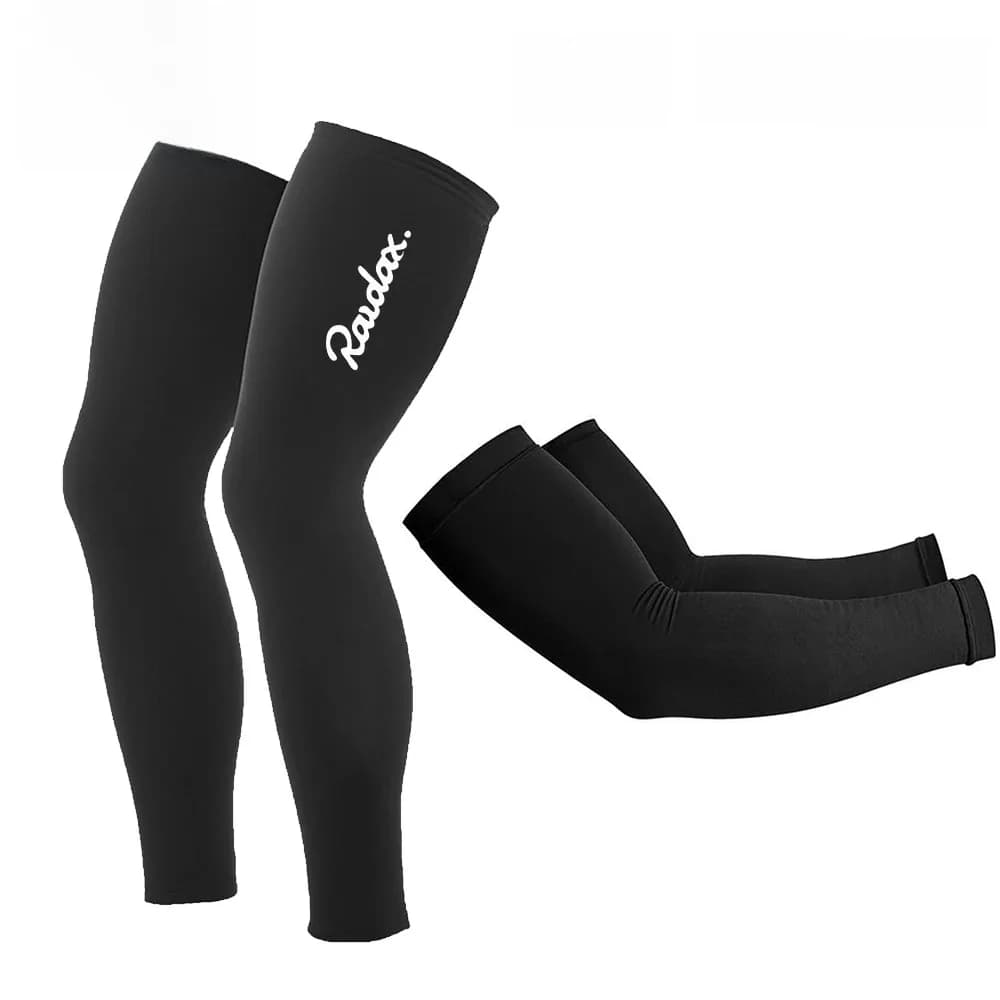 Raudax-Black Arm Leg Warmers, Leg Sleeve, Thermal, Cycling, MTB, Bicycle, Running, Racing, MTB, Bike, Winter, 2023