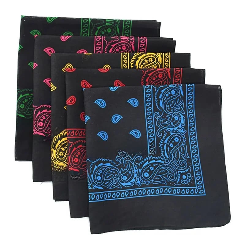 Black Hip Hop Bandana Kerchief Unisex Hair Band Neck Scarf Paisley Headwear Wrist Hairwrap Square Scarves Print Handkerchief