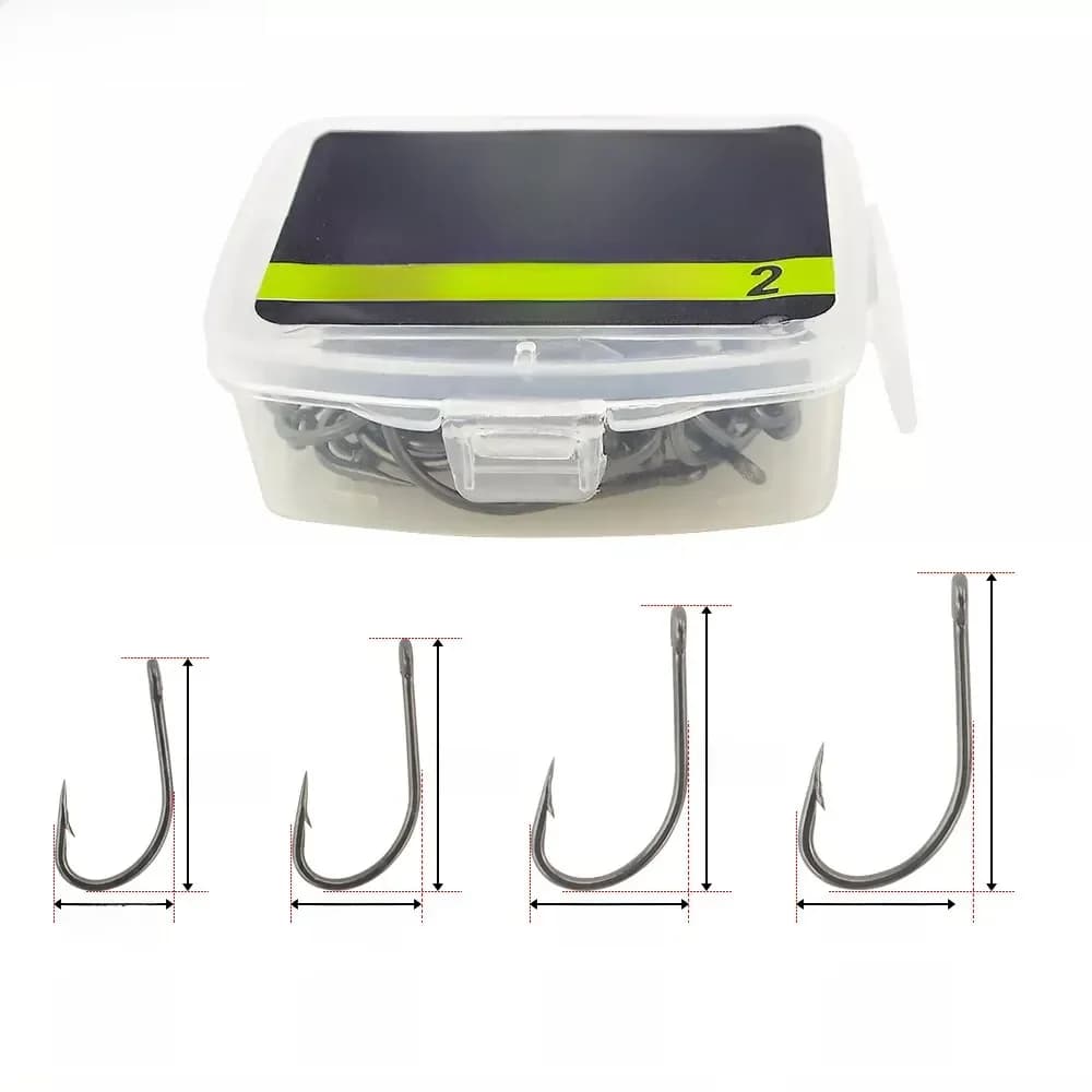 Hirisi 50pcs Carp Fishing Coating High Carbon Stainless Steel Barbed Hooks 8017 Fishing Hooks Accessories
