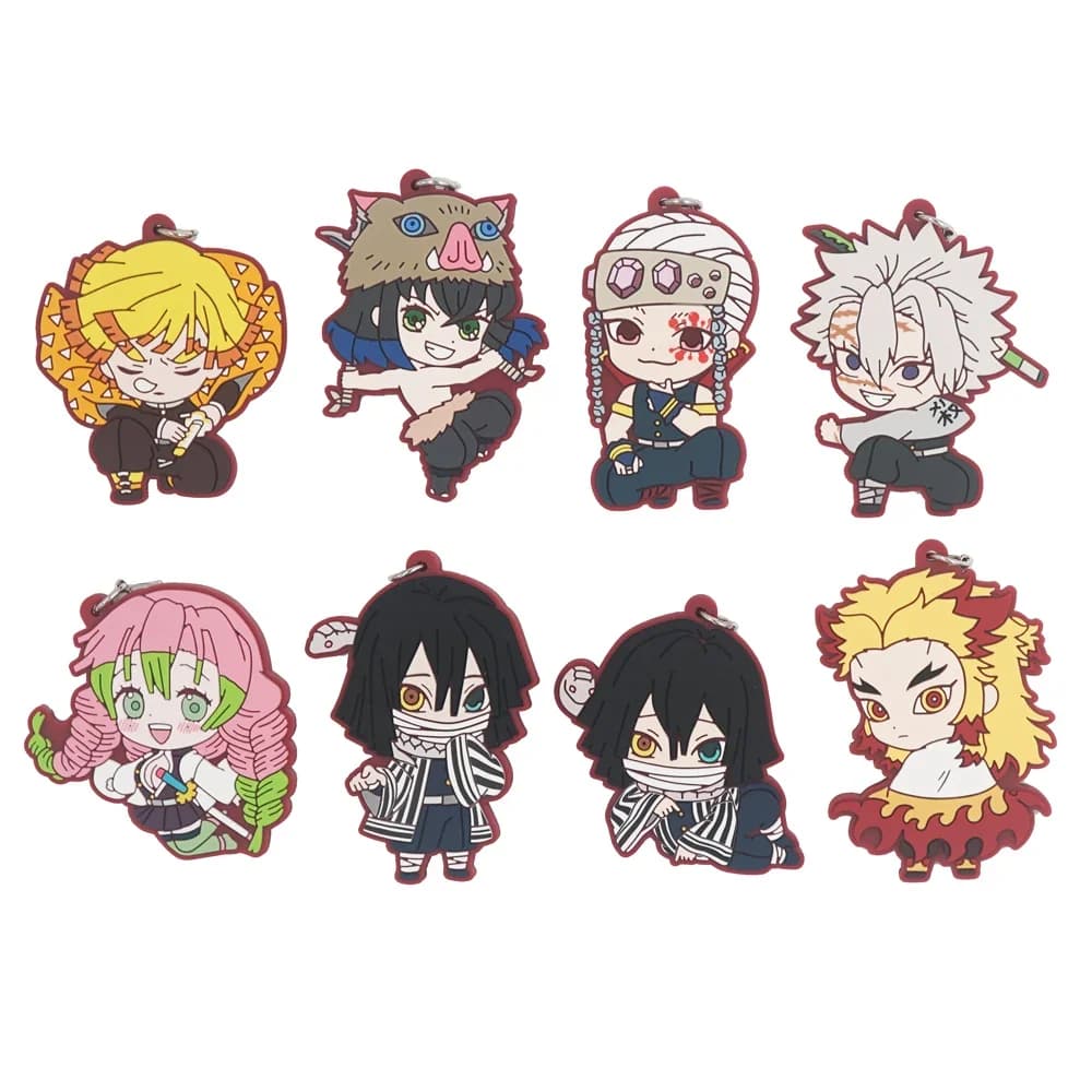 Demon Slayer Anime Kamado Tanjiro Rengoku Kyoujurou Hashibira Inosuke Iguro Obanai Kanroji Mitsuri Rubber Keychain