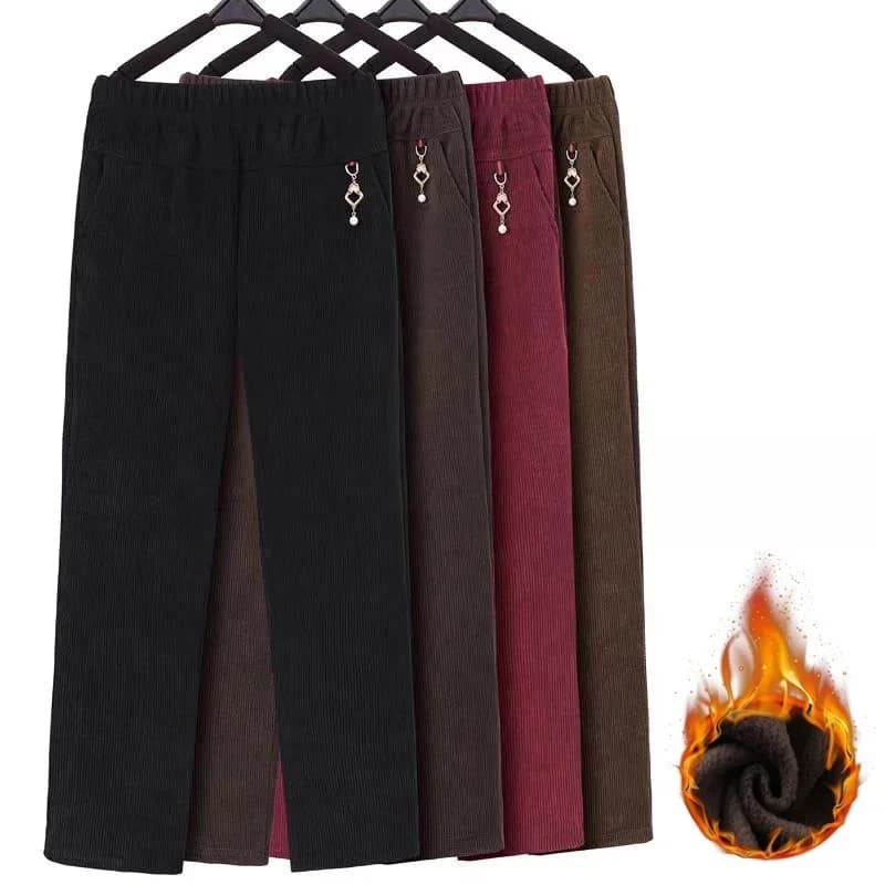 High Quality Corduroy Straight Trousers Women Autumn Winter Oversize 8XL Mother Pants Fleece Thicke Warm Casual Pants Female New