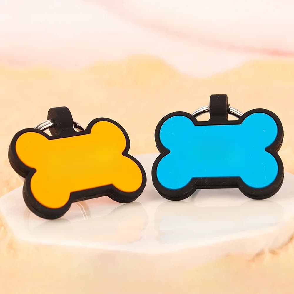 Personalized Bone Silicone Dog Tag Engraved Custom Pet Name Tags Soundless Pet ID Card Gift for Dogs Puppy