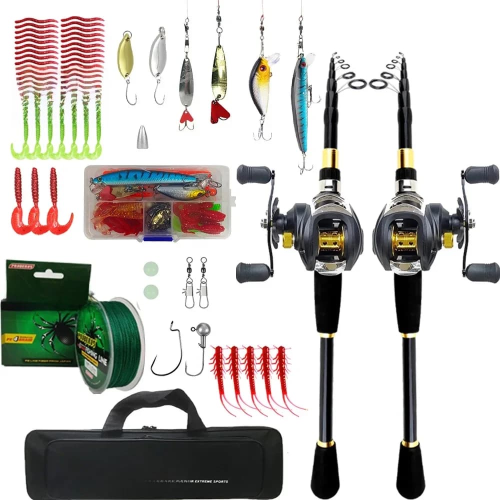Portable retractable luya rod set, fishing rod set, fishing gear set anytime, anywhere