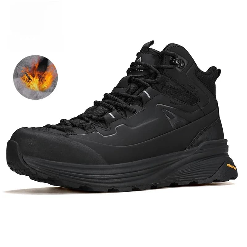 HUMTTO Outdoor Casual Trekking Boots Winter Men's Sneakers Leather Hiking Shoes Men Keep Warm Snow Boots for Man 2024 Trainers