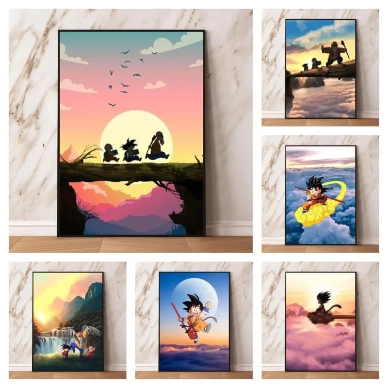 Dragon Ball Goku Canvas Posters Cartoon Character Picture Gift Art Birthday Gifts Wall Stickers Hanging Children's Bedroom Decor
