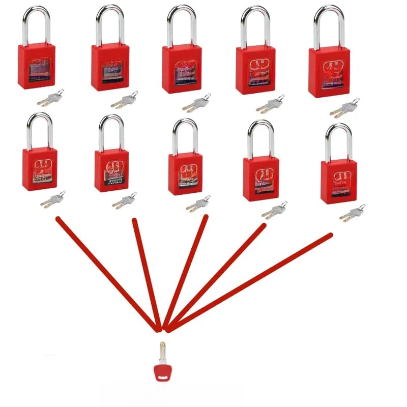 10-pieces 6*38MM Steel Shackle KD KA Dustproof Safety Padlocks with Master Key for Lockout Tagout
