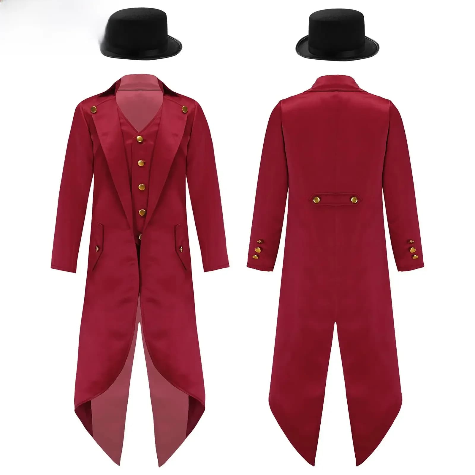 Kids Boys Girls Renaissance Steampunk Tailcoat Halloween Medieval Magician Pirate Vampire Cosplay Costume Victorian Jacket Coat
