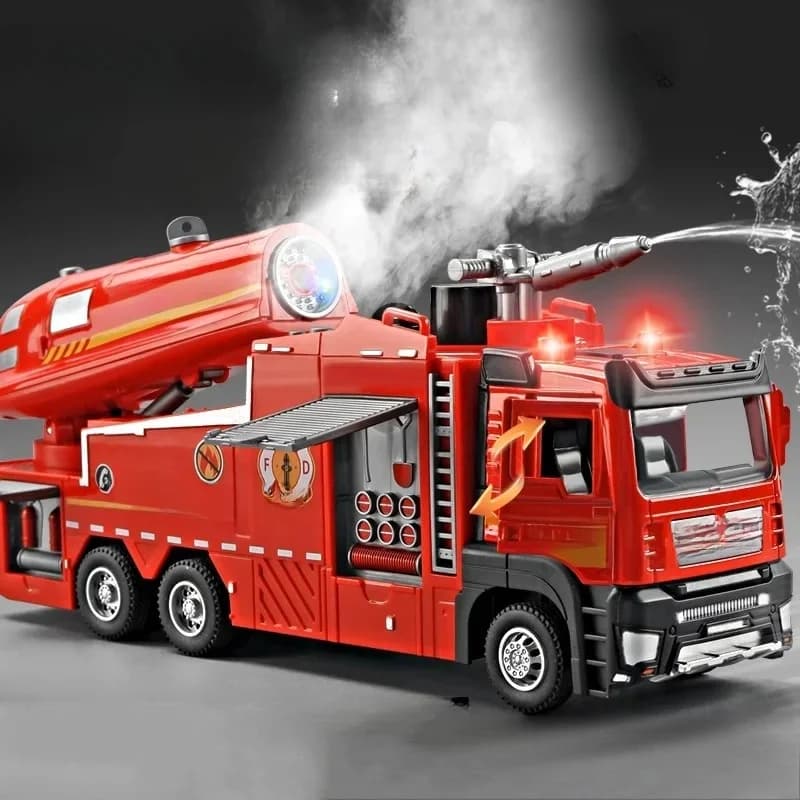 1:32 Alloy Model Toy Spray Fire Engine Cars Metal Diecast Water Spray Engineering Vehicle Doors Opened Sound Light Boys Gifts