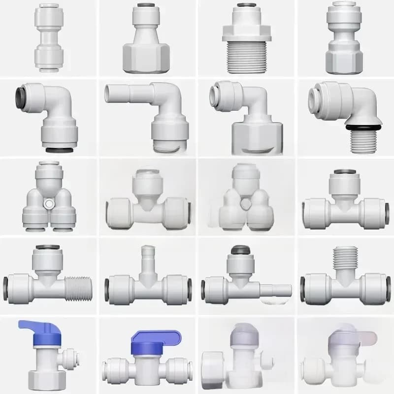 BSP Male Female 1/4" 3/8" OD Tube Hose Straight Elbow Tee POM Connector Drinking Water Purifies RO Filter Reverse Osmosis System