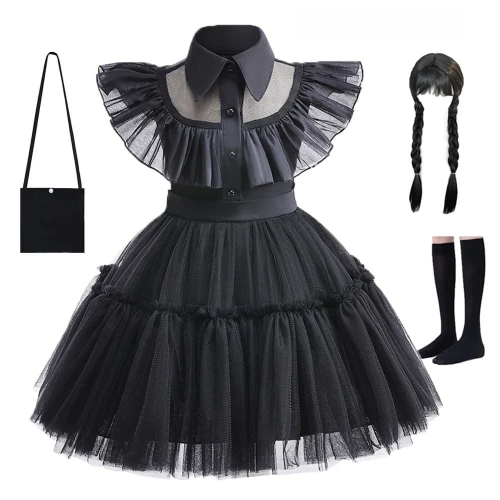 2026Children Ball Gown Black Fancy Dresses For Baby Girls Easter Costume Carnival Party Halloween Black Evening Clothes Vestidos
