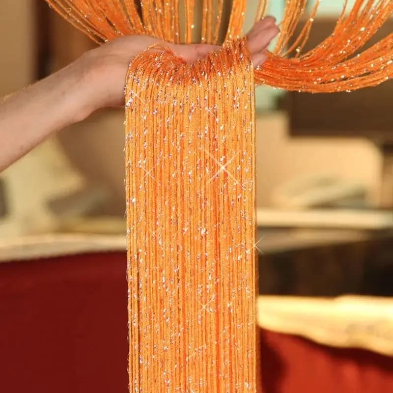 1 Piece 100X200Cm Glitter String Decorative Door Curtain Beads Room Divider Beads Tassel Polyester Fabric Window Panel 1X2M