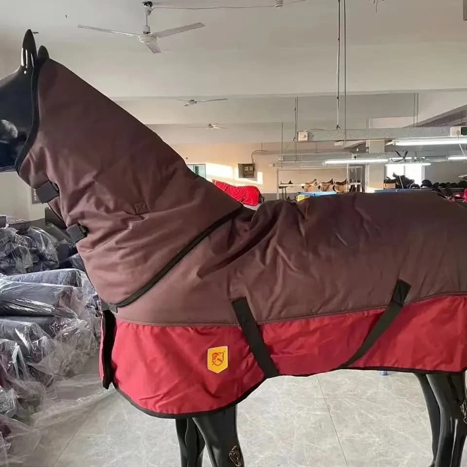 Waterproof Winter Horse Rugs Turnout Blanket Warm Cotton Sheet with Neck Warmer Harness Cover Horse Equipment Accessory