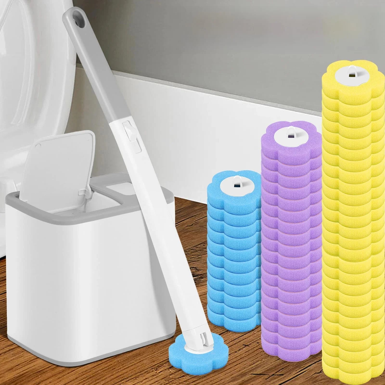 18/36Pcs Toilet Brush With Disposable Replacement Head Kits Upgrade Long Handle Bathroom Cleaning Brush For Home Wc Accessories