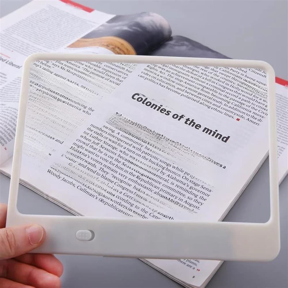 3X Reading Magnifier Large Full Page Magnifying Sheet with LED Lights Lightweight For Books Kids Seniors Reading