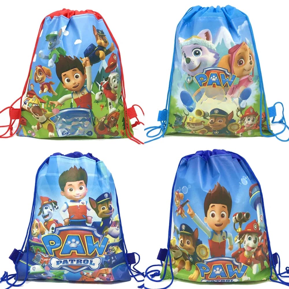 Paw Patrol Gift Bag Non-woven Kids Boys Birthday Party Gift Shopping Bag Drawstring Backpack Festival Christmas Party Supplies