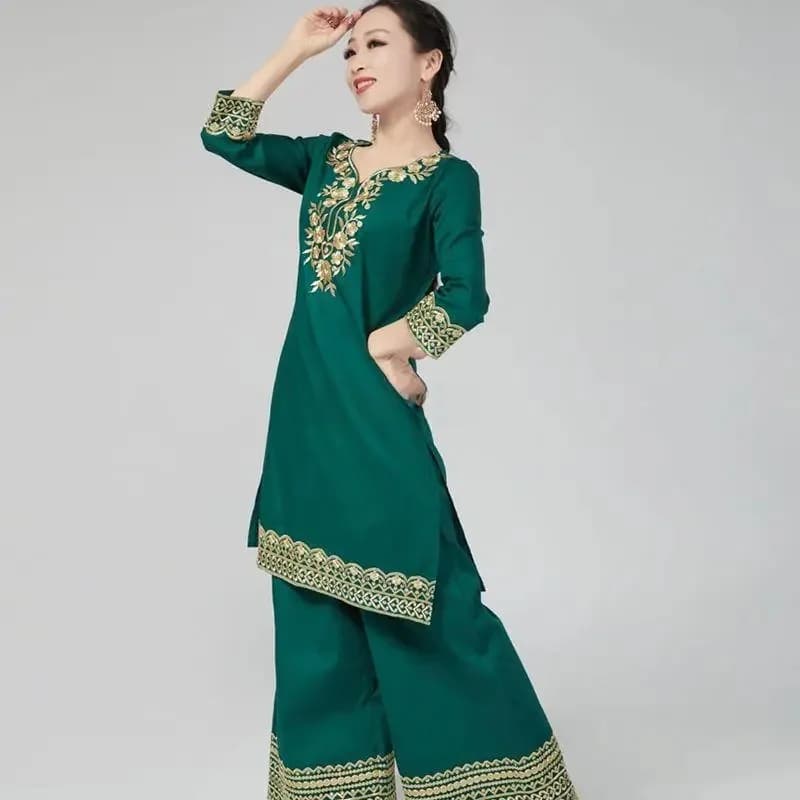 2025 indian dress women cotton embroidery autumn winter gown traditional national style pakistan women daily top clothes s589