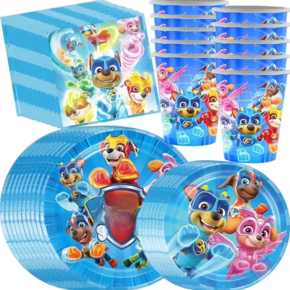 Paw Patrol Theme Birthday Decoration Children's Tableware Paper Plate Cup Napkins Canine Chase Baby Shower Party Supplies Boys