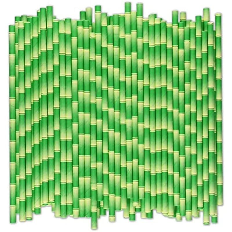 200 pieces Green bamboo paper straw for drinking  biodegradable drinking straws kitchen accessories