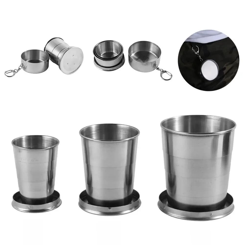 Food Grade Stainless Steel Telescopic Cup Travel Portable Outdoor Folding Cup Portable Extendable Water Cup Metal Wine Glass