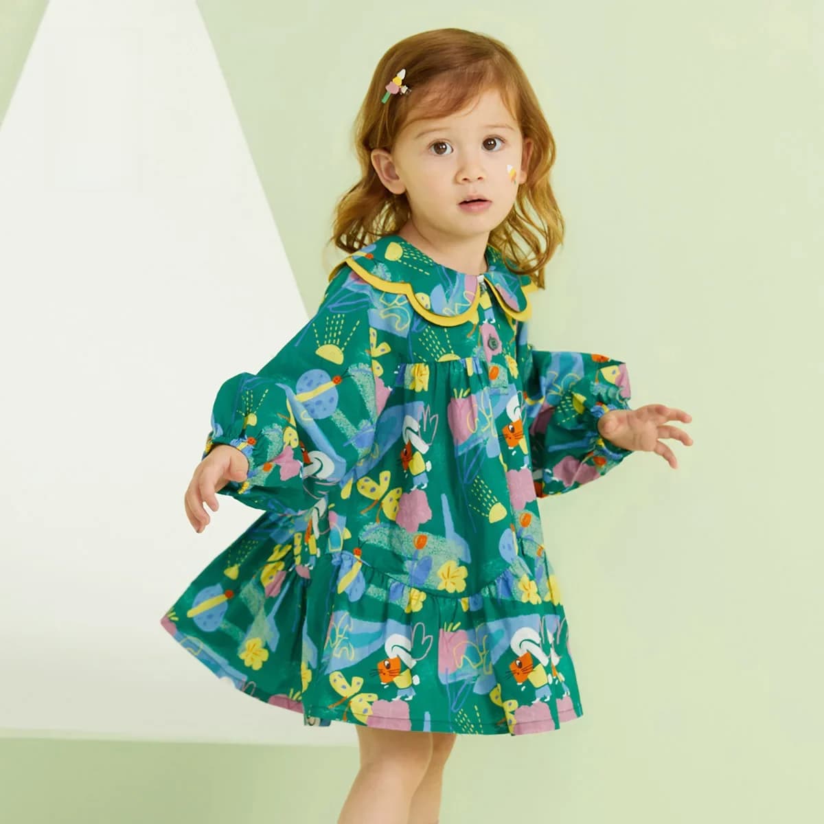 Amila Baby Girl Dress Spring New 100% Cotton Long Sleeve Original Print A-Line Dresses for 0-6 Years Sweet Children Clothes