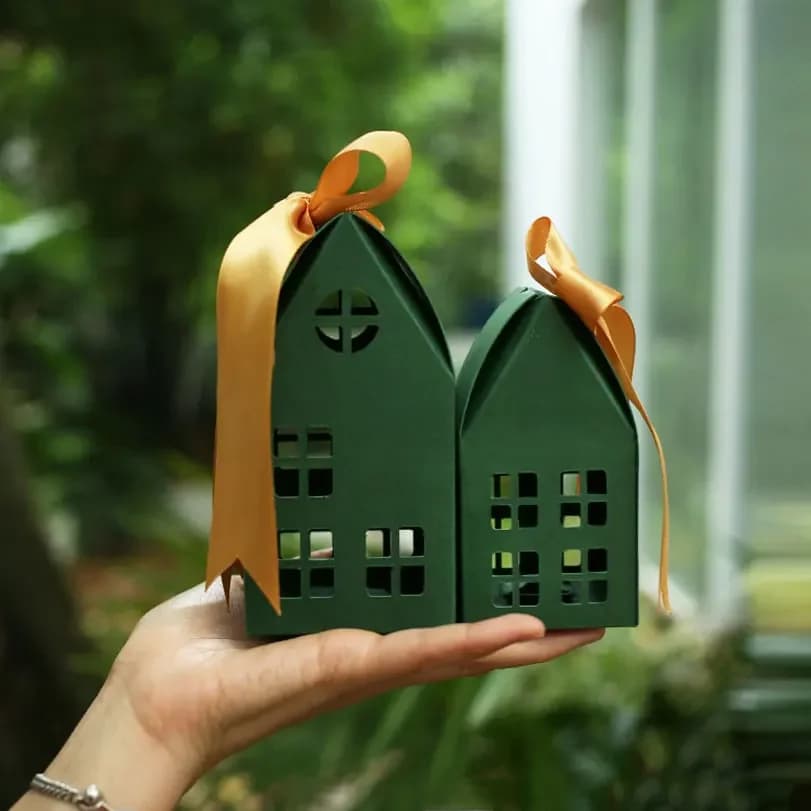 Celebration Party Supplies House Style Candy Box Children's Diy Manual Cookie Packaging Pouch Boys Girls Gift Bag Kraft Paper