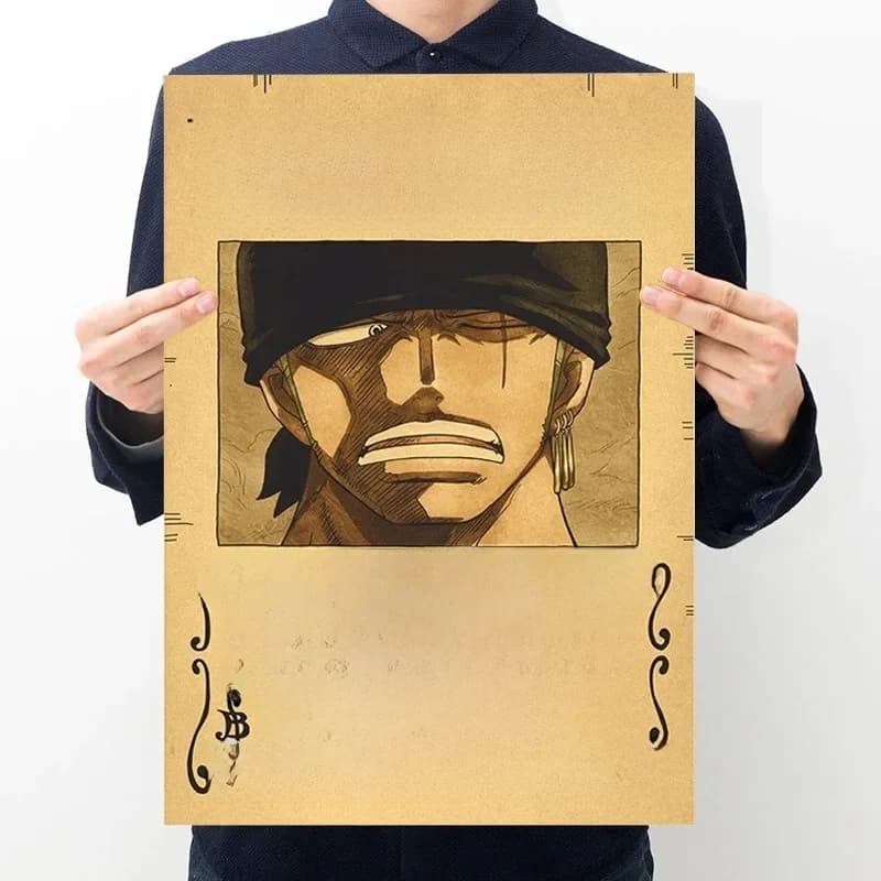 Anime One Piece Luffy 3 Billion Zoro Bounty Wanted Posters Four Emperors Kid Action Figures Vintage Wall Decoration Poster Toys