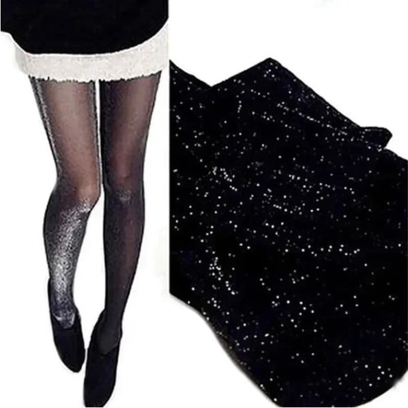 Jeseca New Sexy Women Shinny Tights Silver Transparent Seamless Pantyhose Underwear 20D Black Thin Female Hosiery Lingerie