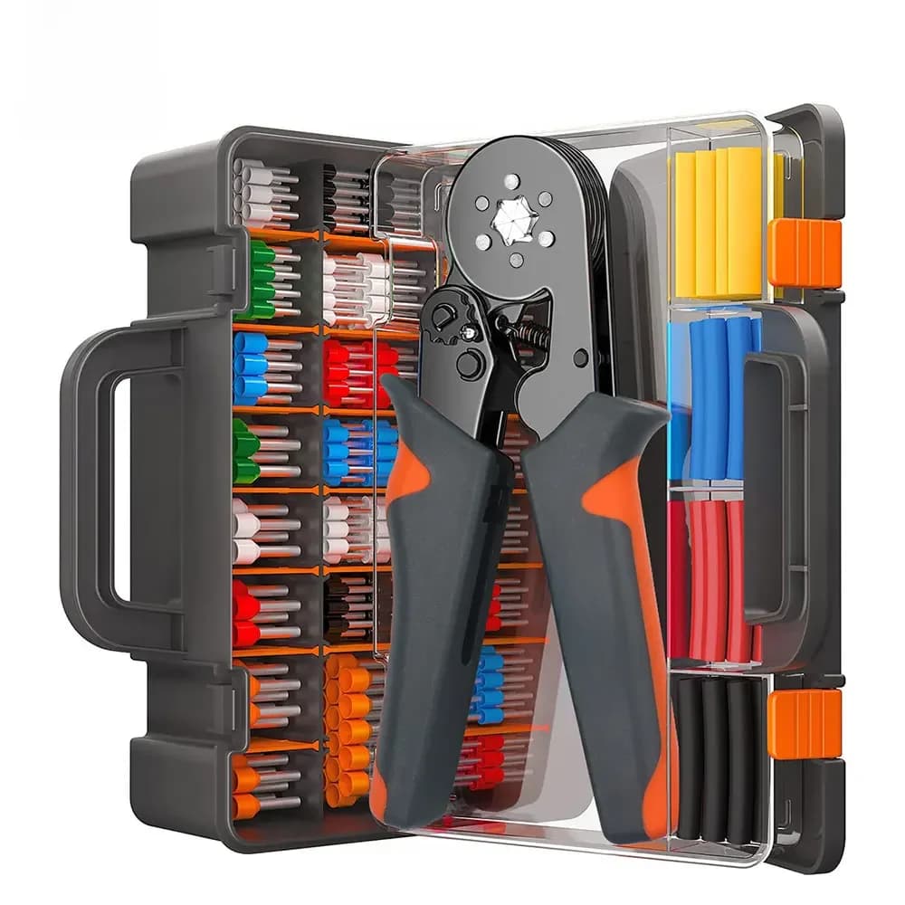 Ferrule Crimping Tool Kit with Ferrules Terminals, WOZOBUY Self-adjustable Ratchet Wire Crimper for Electrical Wire Connectors