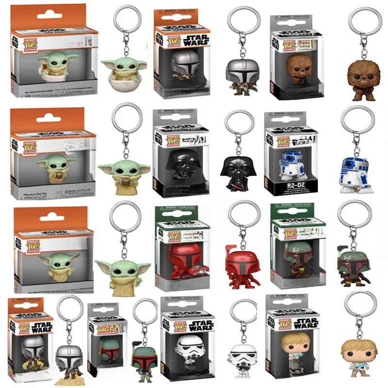 FUNKO Pop New Stormtropper Mandalorian Darth Vader Yoda Keychain PVC Action Figure Collection Model Toys For Children POP