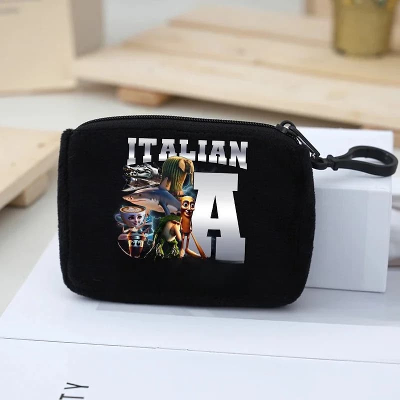 Italian Brainrot Boys Girls Coin Purse Cute Portable Wallet Tung Tung Tung Sahur Letter ID Card Storage Bag Children Gifts