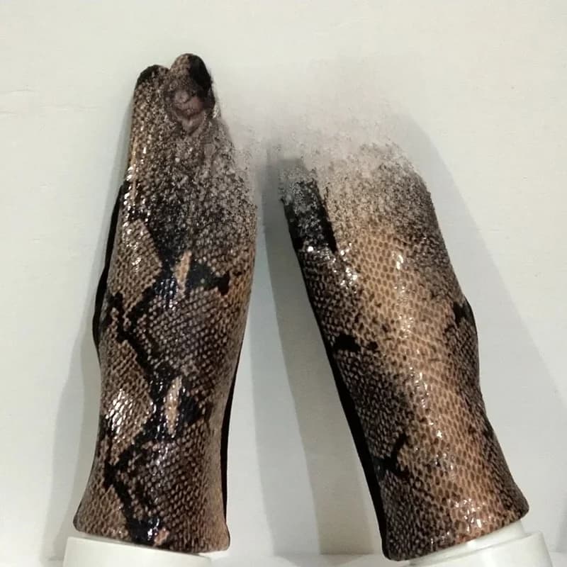 Women Touch Screen Gloves Winter Faux Animal Leather Snakeskin Pattern Driving glove Suede Velvet Thicken Warm Leopard Glove H87