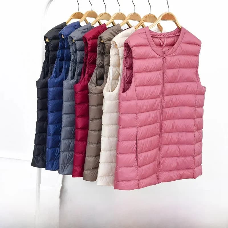 Women Autumn Winter Ultralight Thin Packable Down Sleeveless Jacket Plus Size 5XL 6XL Female O-Neck Casual Down Vest Coats