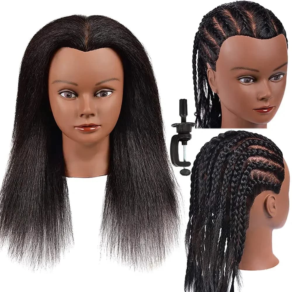 Headdoll 14" 100% Human Hair Mannequin Head with Stand - for Braiding, Styling & Cosmetology Training Practice