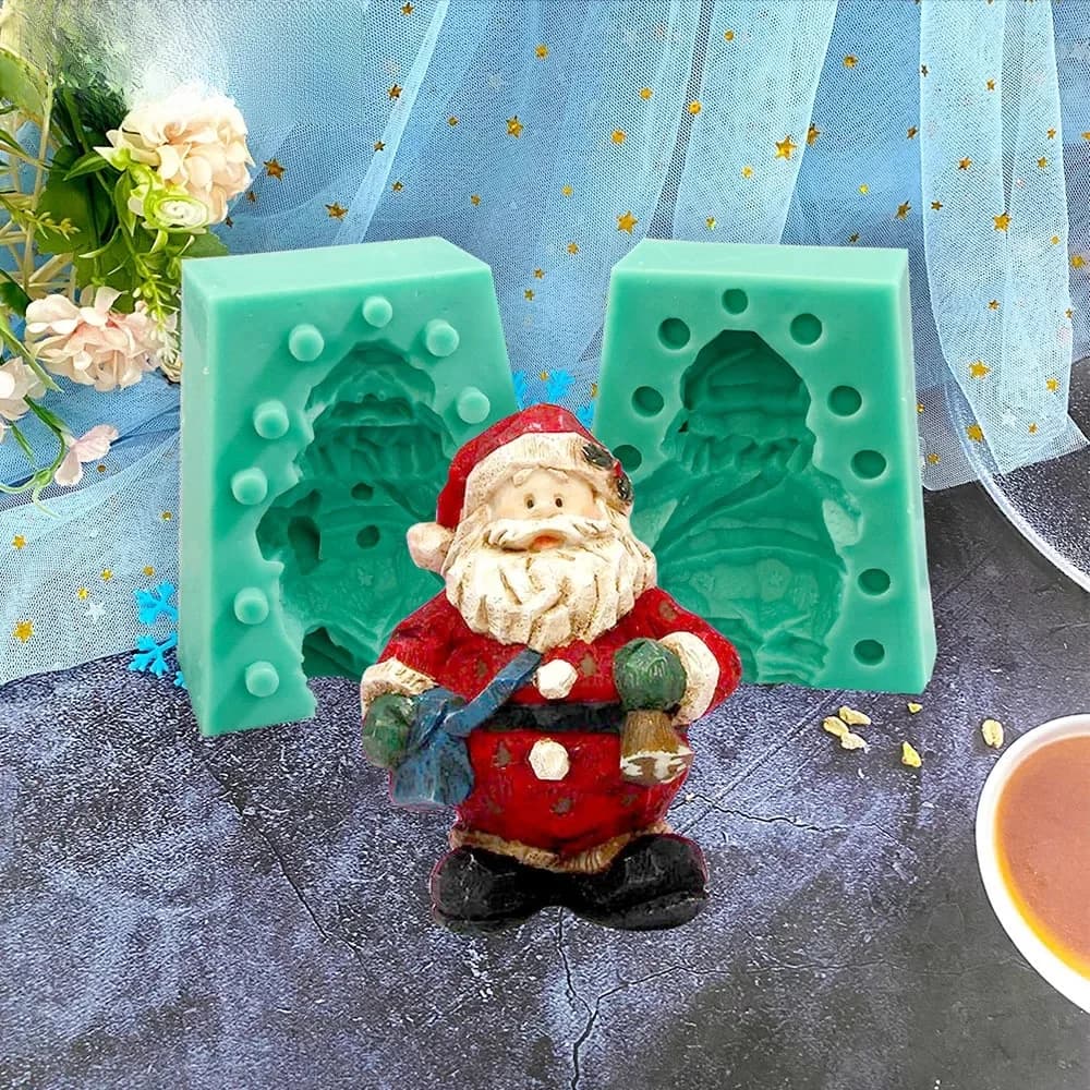 3D Santa Claus Silicone Candle Mold Christmas Fondant Cake Decorating Tools DIY Candle Soap Gypsum Aromatherapy Making Mould