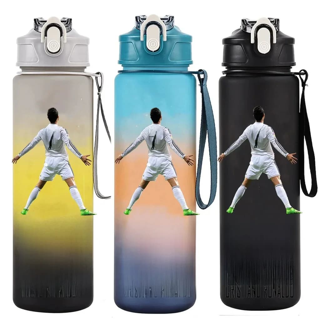 Cristiano Ronaldo Sports Water Bottle Shaker Outdoor Travel Portable Leakproof Drinkware Plastic Drink Bottle BPA Free Gym  gift