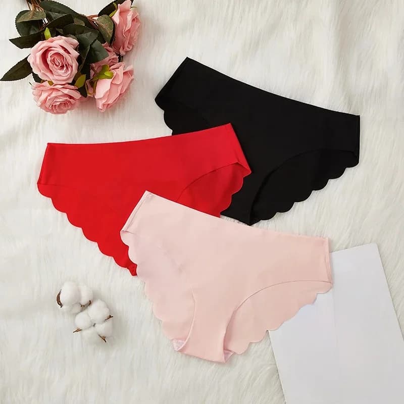BANNIROU 3Pcs Seamless Panty Set Female Underwear Comfortable Intimates Fashion Ladies Low-Rise Briefs Panties Women's Lingerie