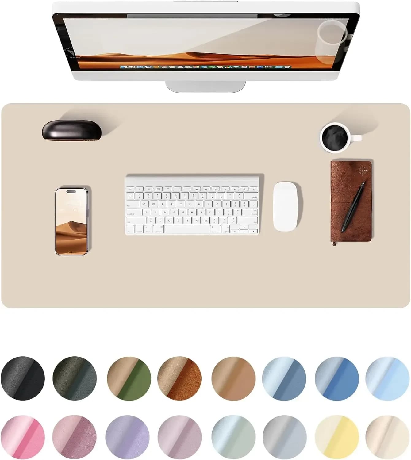 Large Mouse Pad,Office Desk Mat, Leather Desk Pad Protector, Non-Slip PU Leather Desk Blotter, Laptop Desk Pad