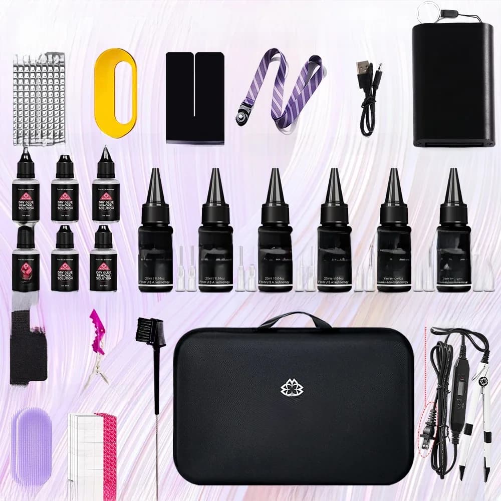 WIKYTINA Professional UV Light Hair Extension Kit - Complete Tool Set with UV Glue Remover Machine UV Hair Extension Machine