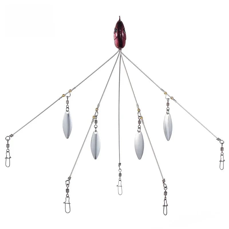 Bassdash Umbrella Fishing lure Rig 5 Arms Alabama Rig Head Swimming Bait Bass Fishing Group Lure Snap Swivel Spinner , 18g
