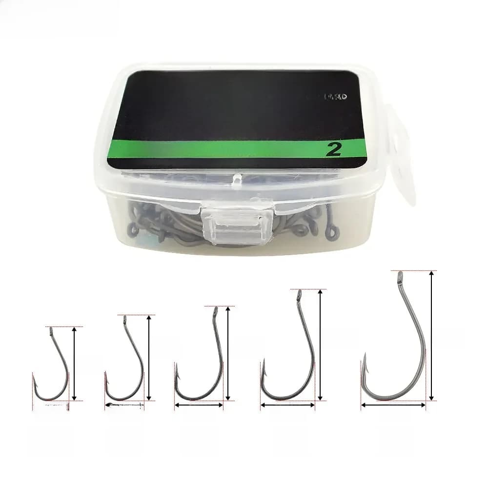 Hirisi 50pcs Coated High Carbon Steel Barbed Hooks Carp Fishing Hooks Pack Tackle Accessories 8015