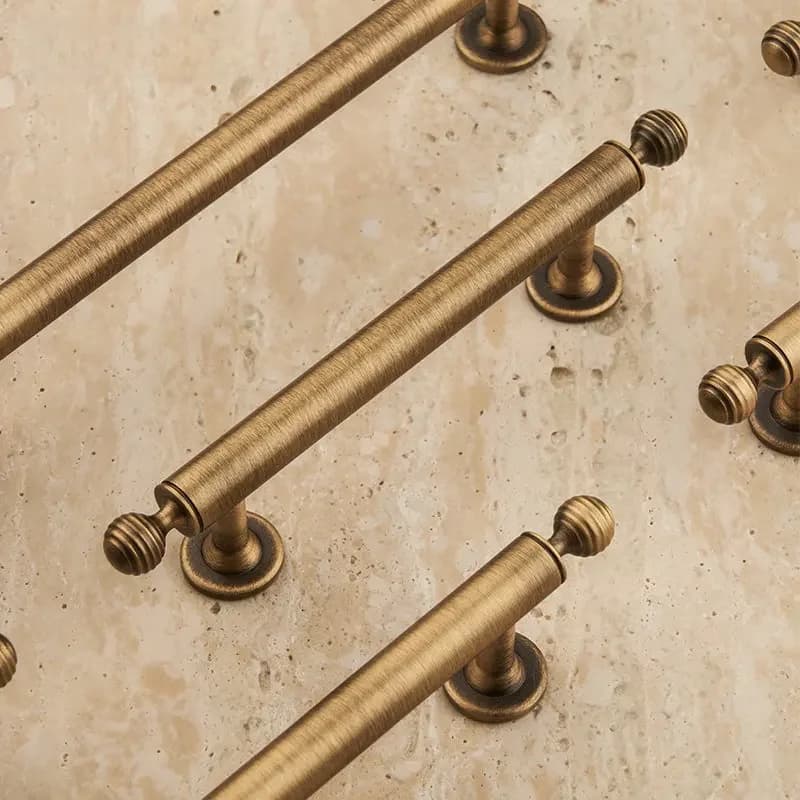 Light Luxury/Vintage Bronze Solid Brass Cabinet Knobs Round Ball Cupboard Handles Chrome Furniture Hardware  Drawer Pull Silver