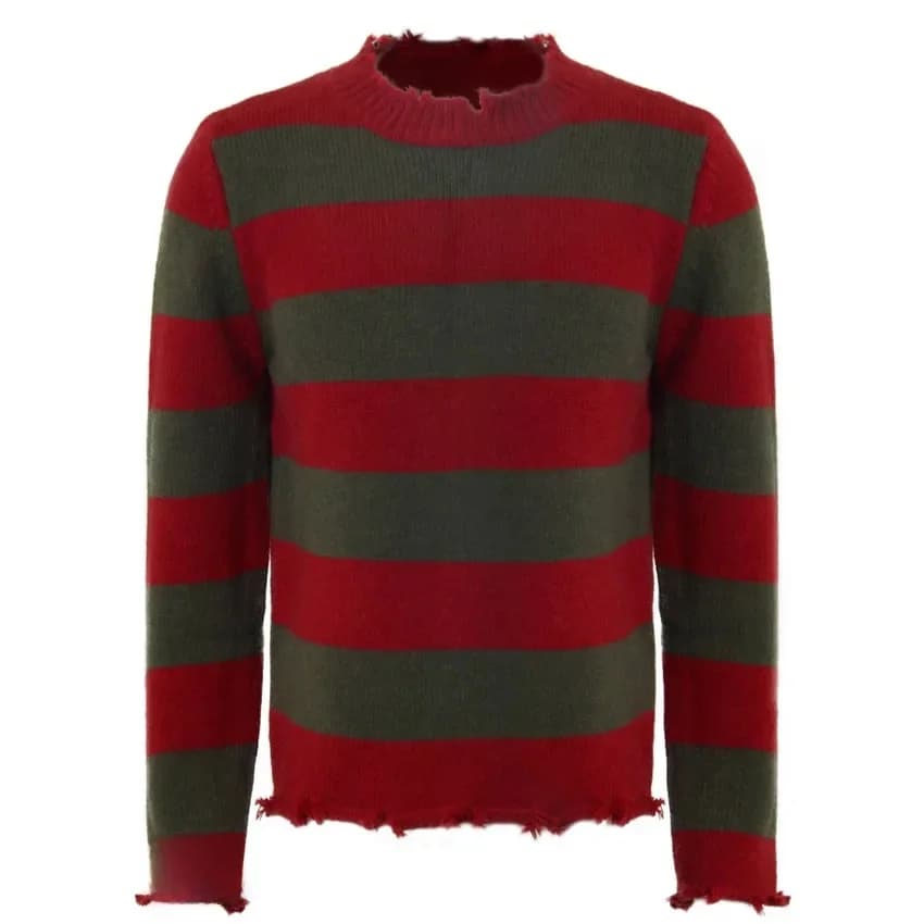 Freddy Krueger Sweater Halloween Cosplay Costume Adult Red Green Stripes Men‘s Outfits Gift Theme Party Carnival Takerlama