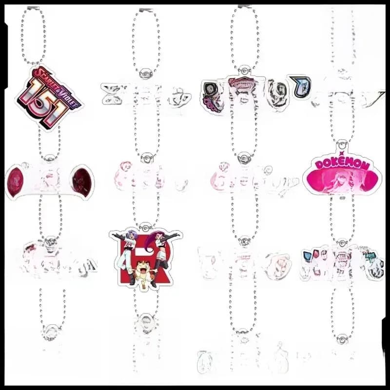 Pokemon Full Series Ptcg Sv10 Destined Rivals Sv9 151 Logo Acrylic Keychain Pendant Cartoon Anime English Keychain Bag Pendant