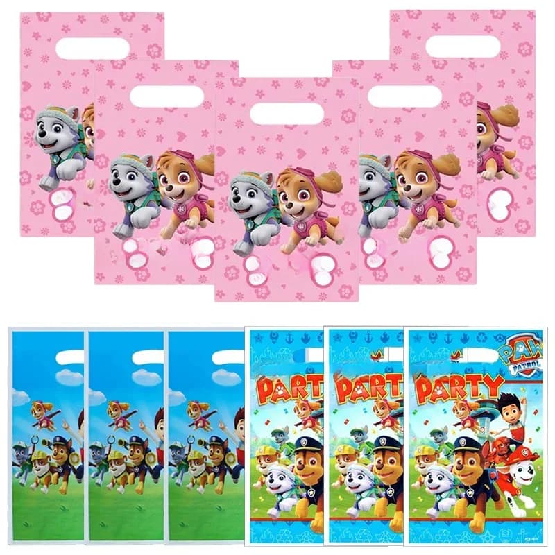 Happy Birthday Party Decor Gift Bags Paw Dogs Patrol Thanks Gift Packing Baby Shower Party Supplies Dogs Kids Candy Box Decor