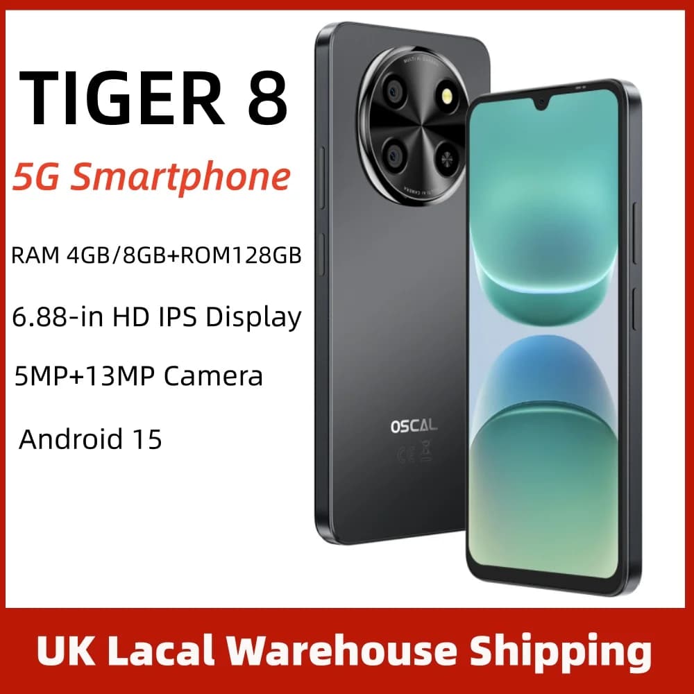 OSCAL TIGER 8 5G Ai Smartphone Android 15 6.88 inch HD 120Hz Display RAM 4GB/8GB+128GB ROM Storage 5MP+13MP Camera Buit-in Ai