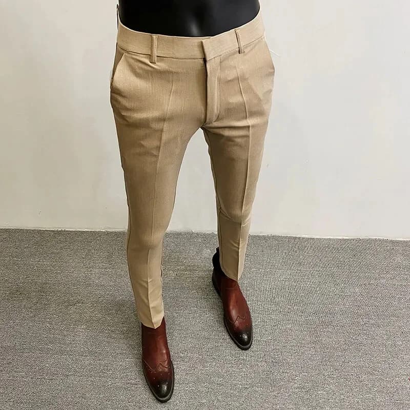 Men Suit Pants Hombre Pantalones 2026 Spring Stretch Slim Formal Trousers for Men Fashion Casual Stripe Dress Pants Men Clothing