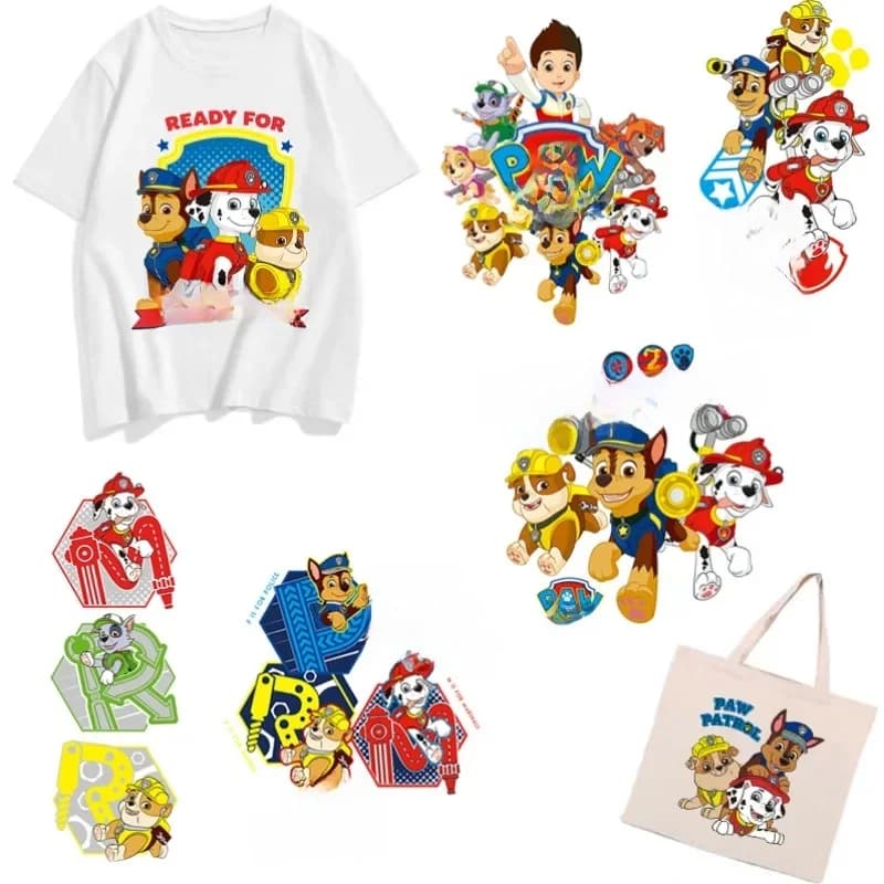 Cute Paw Patrol Patches for Clothes Children Clothes Sticker Diy Hoodies T-Shirt Heat Press Appliqued Iron Sticker