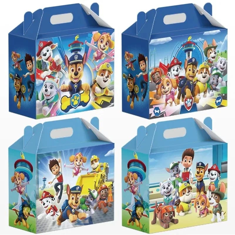 12PCS Paw Patrol Candy Box Happy Birthday Party Decoration Cute Creative Anime Kids Gifts Packaging Box Baby Shower Supplies Bag