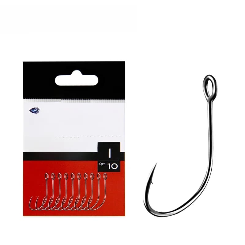 LETOYO forged shank Barbed oversize eye Fishhook for spoon lure High Carbon Steel black nickle spinner hook for Stream fishing
