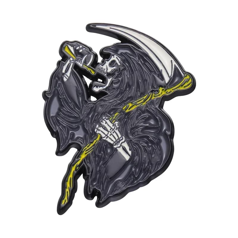 Ghost Black Sickle Enamel Pin Metal Badge Brooch Halloween Goth Jewelry Accessory Lapel Hat Shirt Friend Gift Wholesale